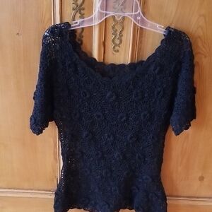 Black Crochet Top